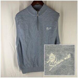 Fairway Greene Sweater Vest Mens XL Blue Pima Cotton 1/4 Zip Golf Southern Hills